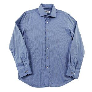 Robert Graham Dress Shirt Mens 15.5 39 Blue Striped Button Down Formal